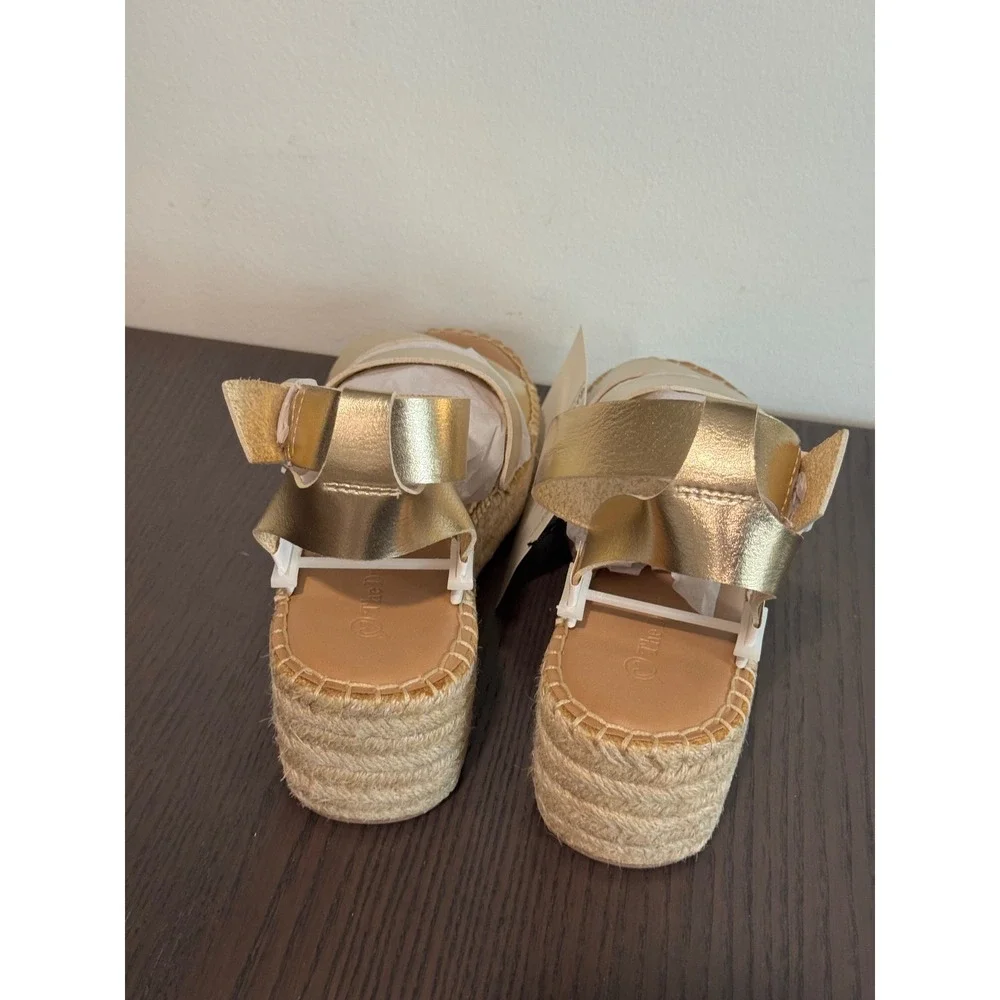 The Drop Listilla Espadrille Wedge Sandal Women 8.5 Gold Metallic Platform